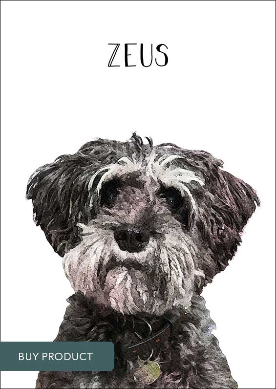 Digital File Download Watercolour Dog Portrait