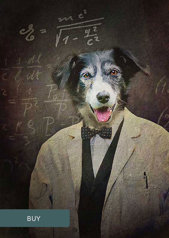 Scientist Custom Personalised Pet Dog Portraits On Canvas