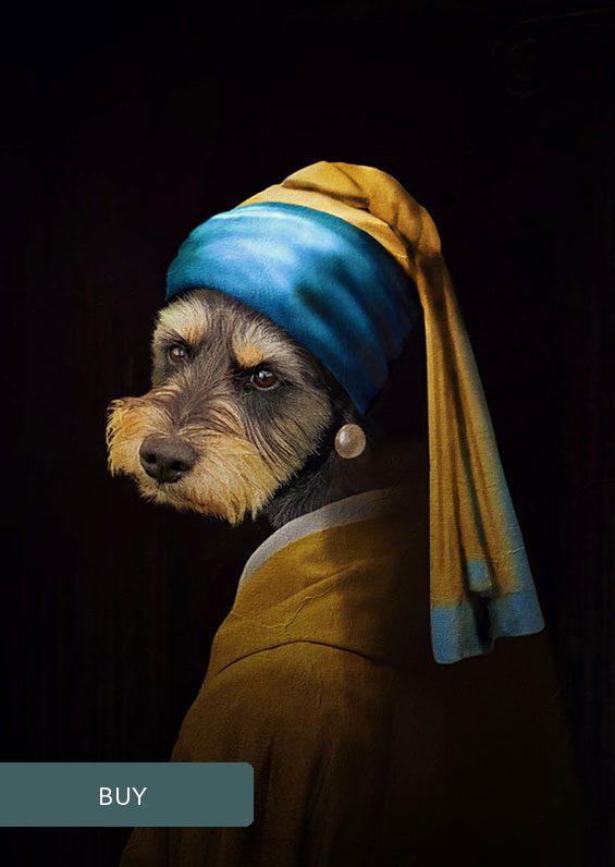 Custom Personalised Pet Dog Portraits On Canvas Girl With A Pearl Earring