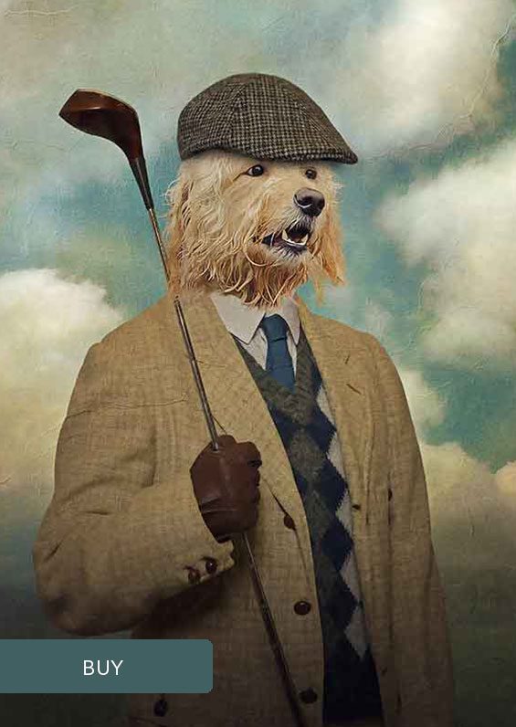 Golfer Custom Sport Personalised Renaissance Pet Dog Portraits On Canvas