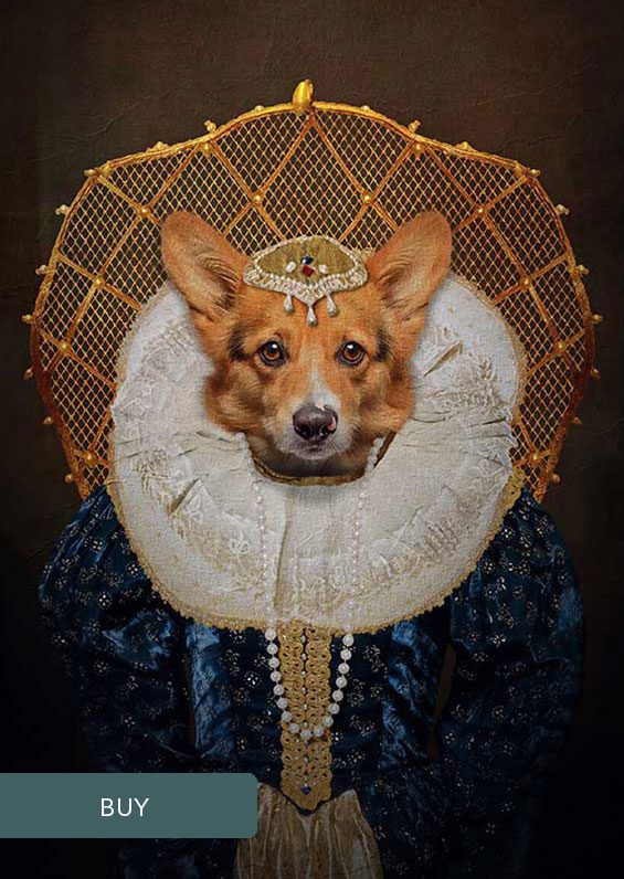 Queen Elizabeth Royal Custom Personalised Renaissance Pet Dog Portraits On Canvas