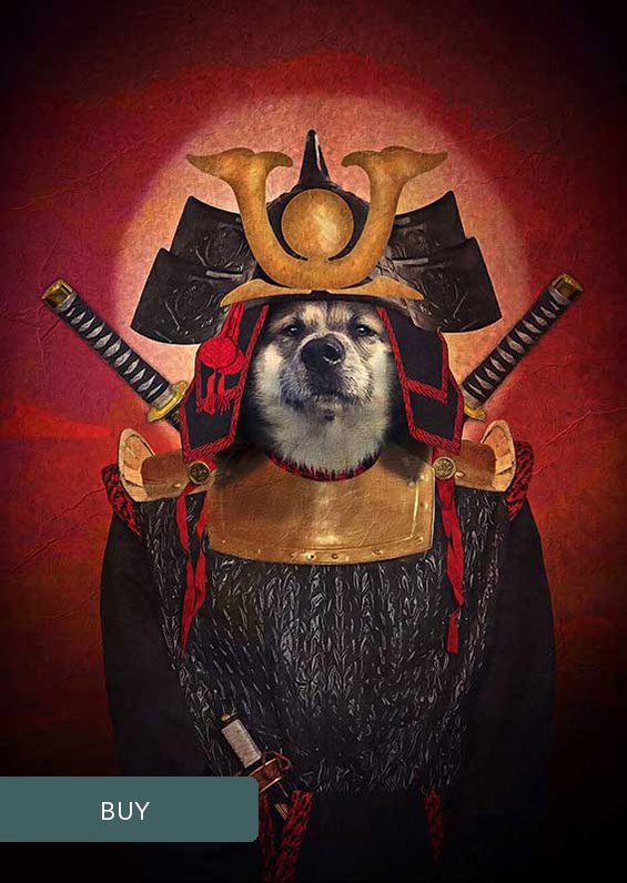 Samurai Military Custom Personalised Renaissance Pet Dog Portraits On Canvas