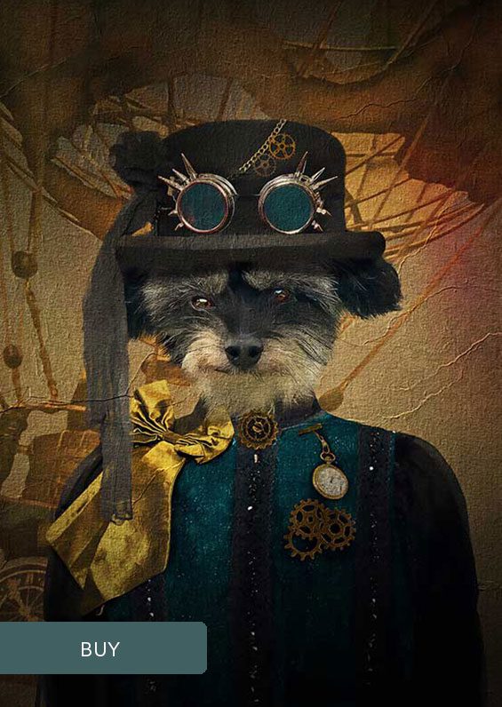 Steam Punk Custom Personalised Renaissance Pet Dog Portraits On Canvas