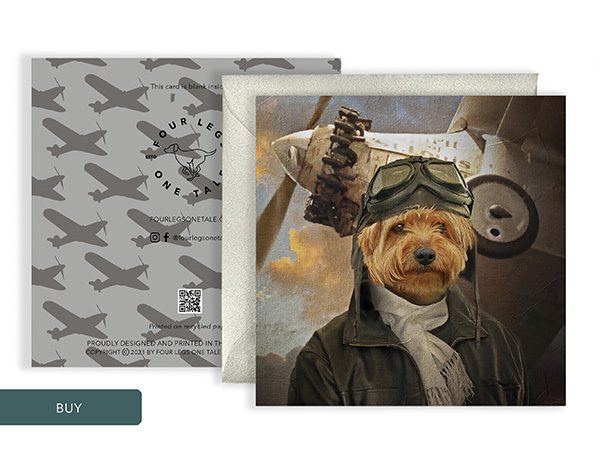Dog Greeting Card Aviator Pilot