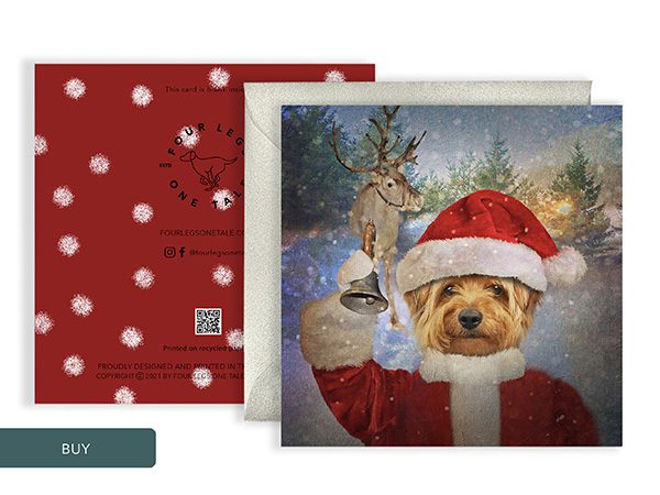 Dog Greeting Card Santa Paws Father Christmas