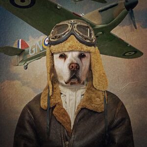 WW2 RAF Pilot Custom pet Dog Canvas